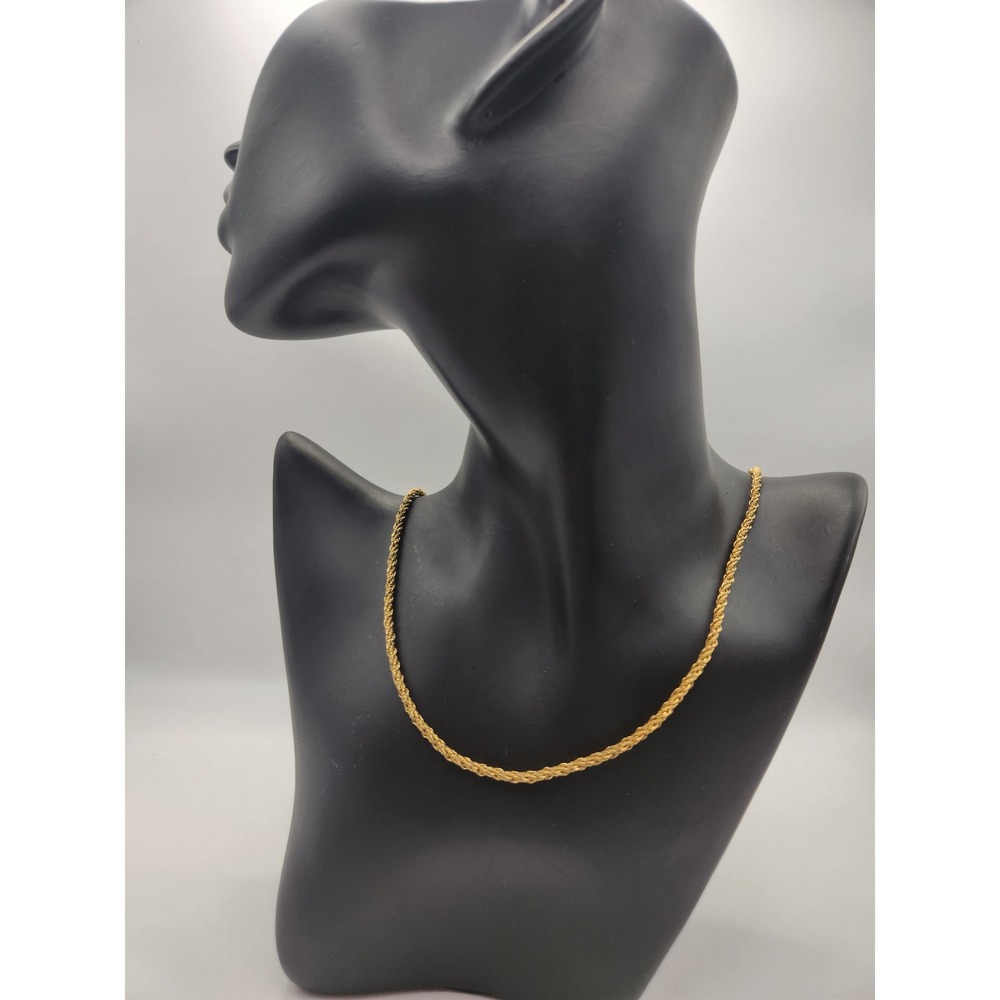 Monet Vintage Gold Tone Twisted Rope Chain Necklace 18 Inch Lobster Clasp